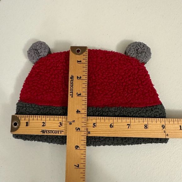 PATAGONIA Baby Furry Friends Fleece Hat in Red/Grey - Picture 5 of 5